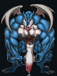 balls big_muscles big_penis cum digimon exveemon hyper hyper_muscles male male_only muscles penis ragnarokdragon solo