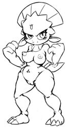 anthro breasts claws female female_only fur furry keijimatsu monochrome nipples nude pokemon solo standing tagme vulva weavile