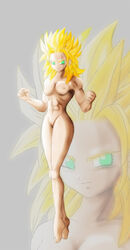 1girls blonde_hair breasts dragon_ball dragon_ball_z female hanasia long_hair nipples nude saiyan spiky_hair super_saiyan