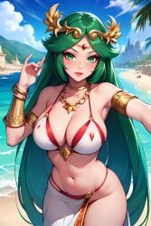 ai_generated female female_only green_eyes green_hair kid_icarus nai_diffusion nintendo palutena solo stable_diffusion tagme