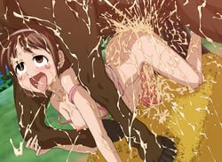 2d after_sex after_vaginal ahe_gao ahegao arched_back bangs bestiality blush breasts breasts_out brown_eyes brown_hair cum cum_drip cum_everywhere cum_in_hair cum_inside cum_leaking cum_on_back cum_on_breasts cum_on_ear cum_on_face cum_overflow feral_penetrating hairband headband horse horsecock interspecies looking_pleasured mouth_open nagatsuki_sanae partially_clothed petite pleasure_face raised_eyebrows rolling_eyes sanae_nagatsuki shinryaku!_ikamusume shirt_down size_difference socks squid_girl stomach_bulge tear tearing_up tongue tongue_out toyomaru zooerastia zoophilia