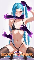 ai_generated blue_hair hair_grab jinx_(league_of_legends) magic magic_hand magic_hands masturbation nnnyr rape stable_diffusion