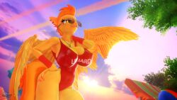 16:9 3d 3d_(artwork) 4k absurd_res anthro big_breasts clothing digital_media_(artwork) equid equine female friendship_is_magic hasbro hi_res hooves-art horse mammal my_little_pony mythological_creature mythological_equine mythology nipple_outline one-piece_swimsuit pegasus pony solo source_filmmaker_(artwork) spitfire_(mlp) swimwear thick_thighs widescreen wings wonderbolts_(mlp)