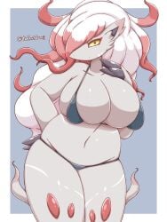 1girls 2024 anthro big_breasts bikini female female_only generation_8_pokemon hair_over_one_eye hand_on_hip hi_res hisuian_form hisuian_zoroark huge_breasts long_hair looking_at_viewer micro_bikini nintendo pokemon pokemon_(species) red_eyes red_hair regional_form_(pokemon) skindentation solo takkatakanoji thick_thighs two_tone_hair white_hair yellow_sclera