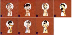 7girls actress akemi_miyano artist_request ayako_suzuki bra breasts brown_hair detective_conan female housewife human kazuha_toyama keyhole long_hair midori_megure miwako_sato multiple_girls nipples nude pale-skinned_female pale_skin panties peeping policewoman shizuka_hattori short_hair voyeur yoko_okino