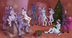 1boy 6+girls 9girls anjalis christmas christmas_present christmas_tree draenei female hotshiver jahlee lisella male_draenei monara multiple_boys multiple_girls nanko repakuku scrizzatch sienna tesslora world_of_warcraft