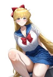 ai_generated bishoujo_senshi_sailor_moon bow clothing deko large_breasts sailor_venus skirt tagme white_background