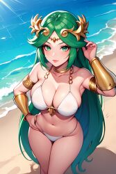 ai_generated female female_only green_eyes green_hair kid_icarus nai_diffusion nintendo palutena solo stable_diffusion tagme