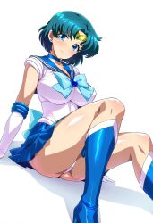 ai_generated ami_mizuno big_breasts bishoujo_senshi_sailor_moon clothing deko knee_boots knee_high_boots large_breasts panties sailor_mercury skirt white_background white_panties