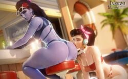 2girls 3d age_difference asian_female ass ass_focus ass_kiss ass_worship bar_stool beach_bar bikini blizzard_entertainment cote_d'azur_widowmaker cruiser_d.va d.va drinking_straw european_female female_face_near_ass hairband head_on_ass interracial interracial_yuri kachigachi kiss_mark kissing kissing_ass korean_female leaning_on_elbow leaning_on_object light-skinned_female looking_to_the_side muscular_thighs older_female_younger_female overwatch sitting straw tagme thick_thighs thighs toned toned_female underboob widowmaker younger_female_older_female yuri