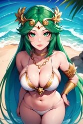 ai_generated female female_only green_eyes green_hair kid_icarus nai_diffusion nintendo palutena solo stable_diffusion tagme