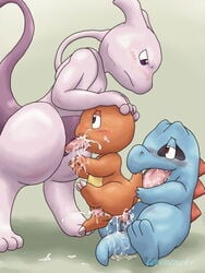 anal_sex balls buggery charmander cum erection fellatio furry gay interspecies male male_only mewtwo multiple_males nintendo no_humans oral penis pokemon pokemon_(species) pokemon_gsc pokemon_rgby termeneko totodile yaoi