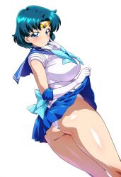 ai_generated ami_mizuno big_breasts bishoujo_senshi_sailor_moon clothing deko large_breasts panties sailor_mercury showing_ass showing_off showing_off_ass showing_off_butt skirt skirt_lift