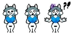 2026 anthro censor_bar censored deltarune domestic_dog partially_clothed pixel_art pixelated semi_nude shirt suicidalpixel tem temmie temmie_(undertale) undertale