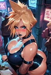 ai_generated bimbo blonde_hair blue_eyes cloud_strife final_fantasy final_fantasy_vii genderswap_(mtf) goth_girl rule_63 short_hair splashthomson