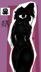 black_body black_goo black_slime cyclops doors_(roblox) fem_seek female figure_(doors) goo_creature looking_at_viewer lsplashgames one_eye purple_background roblox roblox_game roblox_horror_games rule_63 seek_(doors) simple_background solo_female