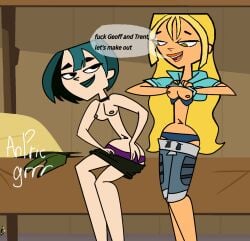 blonde_hair breasts bridgette_(tdi) goth_girl gwen_(tdi) human human_only inminent_sex light-skinned_female light_skin total_drama_island yuri