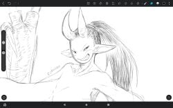 3_fingers big_claws breasts coryhen_(artist) oni procreate_(software) wip