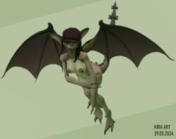 1girls 2024 3d breasts claws deadlock female female_only gargoyle grey_skin hat ivy_(deadlock) kwyny nose_piercing solo tail ugly ugly_female valve wings