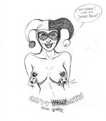 batman_(series) christmas dc dc_comics female female_only harley_quinn holidays human monochrome nipples solo supervillainess tagme tcatt