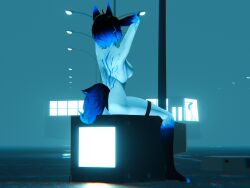 2024 3d 3d_(artwork) 3d_model anthro arms_above_head arms_up ass back_view big_ass big_butt black_fur black_hair blue_fur blue_hair bottomless bottomless_female breasts bubble_ass bubble_butt busty curvaceous curvy dat_ass dat_butt fansly female female_focus fog foggy foggy_background fox fox_girl freckles freckles_on_ass freckles_on_butt freckles_on_thighs from_behind furry garter_belt garter_straps glowing highres huge_ass kemonomimi kitsune lamp light-skinned light-skinned_female light_skin naked naked_female night night_sky nude nude_female outdoors outside pale_skin parking_lot rileyzenko rileyzenko_(character) scar scars_all_over shaded shadow side_boob side_view sideboob tail television thick_ass thick_thighs thighs topless topless_anthro topless_female tv two_tone_fur two_tone_hair video_game virtual_youtuber voluptuous voluptuous_female vrchat vrchat_avatar vrchat_media vrchat_model vtuber white_skin