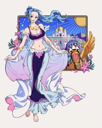 alabasta alderion_al animal arabasta_saga arabian_clothes armlet barefoot belly_dancer belly_dancer_outfit blue_hair child_bearing_hips cleavage dancer_outfit female female_human female_only harem_girl harem_outfit human karoo large_breasts light-skinned_female long_hair nefertari_vivi one_piece orange_hair ponytail pre-timeskip