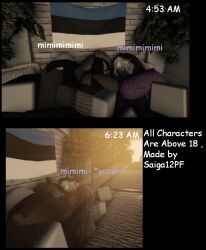 1boy 2girls 3d :3 anon big_balls big_breasts big_thighs boner comic comic_page cowgirl_position cuddle english_text estonia excessive_cum female grey_skin male morning_wood purple_sweater roblox robloxian saiga12pf self_upload sleepover tagme text turtleneck_sweater ushanka wolf_cut wolfcut