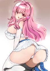 2024 ass ass_focus cameltoe dated from_behind huge_breasts huge_thighs kneeling looking_back rasis signature sound_voltex steam thick_thighs wide_hips worried