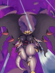 1girls 4_arms annon anthro areolae big_breasts bimbo breasts giratina huge_breasts looking_down_at_viewer mouthless multi_arm multi_limb naked nintendo nipples pokémon_(species) pokemon pokemon_dppt tail thighs vulva wide_hips wings