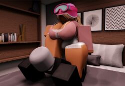 1boy 1girls 3d bed bedroom big_ass big_breasts breasts cleavage clothed clothed_sex female femdom male pussy roblox robloxian self_upload smg32 standing_sex tagme thick_thighs thighs