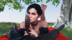 1boy 1girls 3d cheating_wife cock cock_on_face dark-skinned_male dark_skin interracial kissing kissing_penis large_penis leeterr light-skinned_female light_skin pov sorceress the_witcher_(series) the_witcher_3:_wild_hunt village_folk violet_eyes witch yennefer