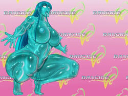 1girls abs alpha-152 barefoot blank_eyes blue blue_hair breasts circle_max cum dancing_v dead_or_alive feet goo_girl large_breasts long_hair monster_girl nipples nude pointy_ears shiny slime_girl toes wallpaper