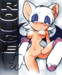 anthro bat_wings boots breasts character_name exposed_torso female female_only footwear fur furry furry_ears gloves hair handwear large_breasts nipples non-human_areolae nude pointy_ears pussy rouge_the_bat sega short_hair solo sonic_(series) sonic_the_hedgehog_(series) uncensored white_fur white_hair wings