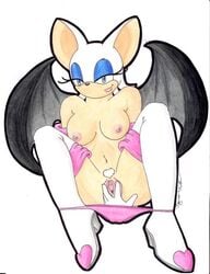 anthro artist_request bat bat_wings breasts color female female_only fur furry furry_ears gloves mammal nipples non-human_areolae panties panties_down pubic_hair pussy rouge_the_bat sega simple_background small_breasts smile solo sonic_(series) sonic_the_hedgehog_(series) spread_legs spread_pussy straight_hair uncensored white_background wings