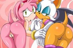 2girls amy_rose animal_ear ass female female_only furry furry_only mobius_unleashed multiple_girls palcomix pussy rouge_the_bat sega sonic_(series) sonic_the_hedgehog_(series) tail wrong_eye_color