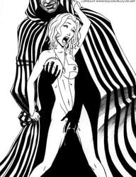 1boy 1girls black_and_white breast_grab cloak_(marvel) cloak_and_dagger dagger_(marvel) deuce female fingering groping male marvel marvel_comics medium_breasts molestation monochrome nipples superhero superheroine