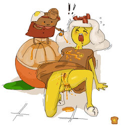 1girls 2girls adventure_time anal_fingering artist_request bacon breakfast_princess cartoon_network closed_eyes erect_nipples erection_under_clothes fingering food_creature mouth_hold multiple_girls orange orgasm pussy tagme toast_princess vagina white_hair yellow_skin