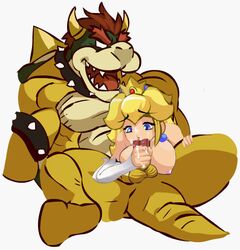 animated bowser cum cum_in_mouth fellatio female human koopa male mario_(series) nintendo oral playshapes princess_peach straight