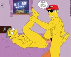 2boys abs anal anal_penetration anal_sex animated baseball_cap cartoony duffman erect_nipples fuck_the_client gay glasses gray_hair hairy_balls large_penis leg_lift legs_held_open male male_only manlytoons motel motel_room multiple_boys multiple_males nude on_bed pecs penis_in_ass pleasure_face prostitution receiving_on_back spread_legs sunglasses the_simpsons thrusting_into_ass tinted_eyewear veiny_penis viagra waylon_smithers white_hair yaoi yellow_skin