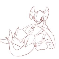 anus blush female female_only feral garchomp mel_the_hybrid monochrome nude pokemon pokemon_(species) sketch solo tagme vulva wings