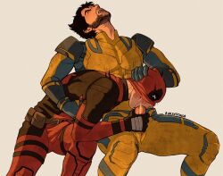 bara beard blowjob boner bulge bulge_through_clothing deadpool deadpool_&_wolverine_(2024) erection fellatio gay gay_blowjob gay_oral head_back hero james_howlett logan_(x-men) male_only marvel marvel_comics oral ren_valentine unzipped unzipped_pants wade_wilson wolverine_(x-men)