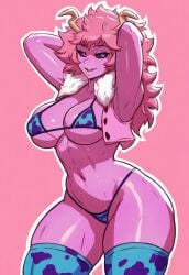 ai_generated big_ass big_breasts big_butt bimbo bimbofication cleavage corruption krystalizedart magic midjourney mina_ashido mind_break mind_control my_hero_academia pink_clothing pink_eyes pleasure_face smile student superheroine thick_thighs transformation