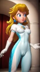 ai_generated autismmix_pony(model) blonde_hair blue_bodysuit blue_eyes blurry_background bodysuit cameltoe closed_mouth covered_nipples female female_focus from_below hotel impossible_bodysuit impossible_clothes indoors lips looking_to_the_side mario_(series) perky_breasts perky_nipples princess_peach princess_peach:_showtime! puffy_short_sleeves skintight skintight_bodysuit stable_diffusion standing