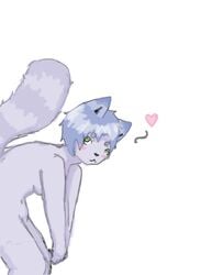 1girls anthro bent_over cute etchi feline fur furry green heart momo purple ring sweet tail