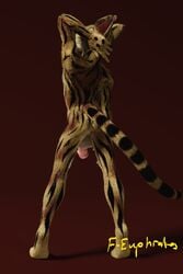 3d anthro ass athletic balls big_ears big_penis blender cheetah f-euphrates feline from_behind_(disambiguation) half-erect lynx male male_only mammal model muscular nude ocelot patterns penis pose presenting seductive slim solo tattoo