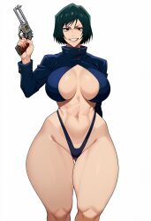 ai_generated female_only hourglass_figure jujutsu_kaisen posing_with_weapon smerk tagme thick_thighs thong zenin_mai