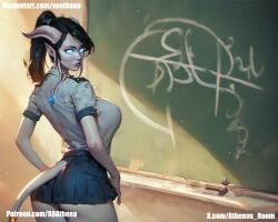 ai_generated athena chalkboard classroom college_student draenei draenei_female school_uniform warcraft