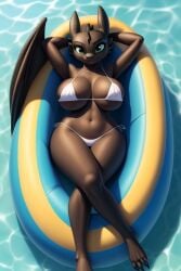 ai_generated bikini black_body dracovik dragon dreamworks enormous_breasts frosting.ai furry green_eyes how_to_train_your_dragon huge_ass huge_breasts large_breasts legs long_legs pool pool_toy rule_63 scalie slender_waist tagme thick_ass thick_thighs toothless wide_hips