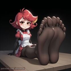 1girls ai_generated artist_name artist_psyopsai clothed clothing colored digital_media_(artwork) feet feet_focus female female_focus female_only fit_female foot_fetish front_view hazbin_hotel multi_digit multi_toe niffty pantyhose solo solo_focus watermark