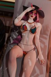 bikini harpy_haze_(fortnite) haze_(fortnite) noirmusensfw pink_eyes pink_hair surf_witch_(fortnite)